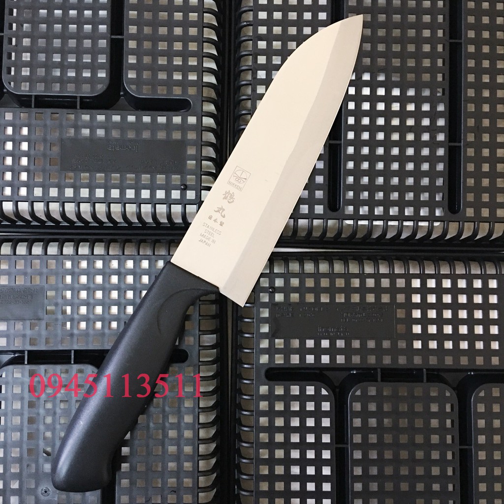 Dao bếp Nhật Bản Santoku Nikken (Made in Japan) cán nhựa ABS, lưỡi thép không gỉ 16.5cm