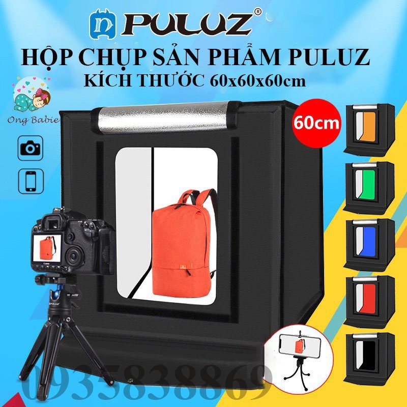 HỘP CHỤP SẢN PHẨM PULUZ 60x60x60 DÀN ĐÈN LED SIÊU SÁNG GẤP GỌN TIỆN LỢI 0NGBABIE.SHOP