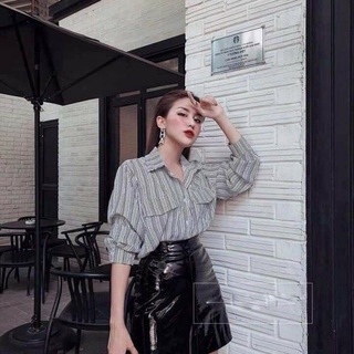 Chân váy da bóng có lót trong cạp cao