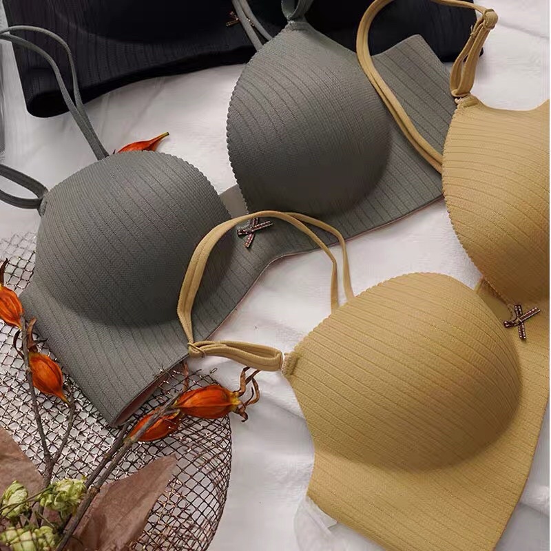 Áo lót nữ su đúc không gọng nâng ngực họa tiết kẻ sọc chìm