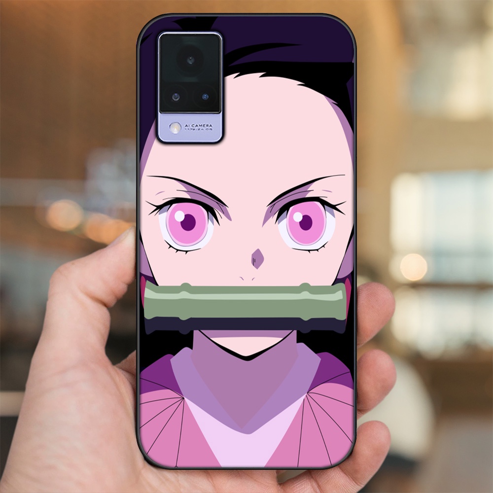 Ốp lưng Vivo V21 viền đen in hình Nezuko Kimetsu no Yaiba