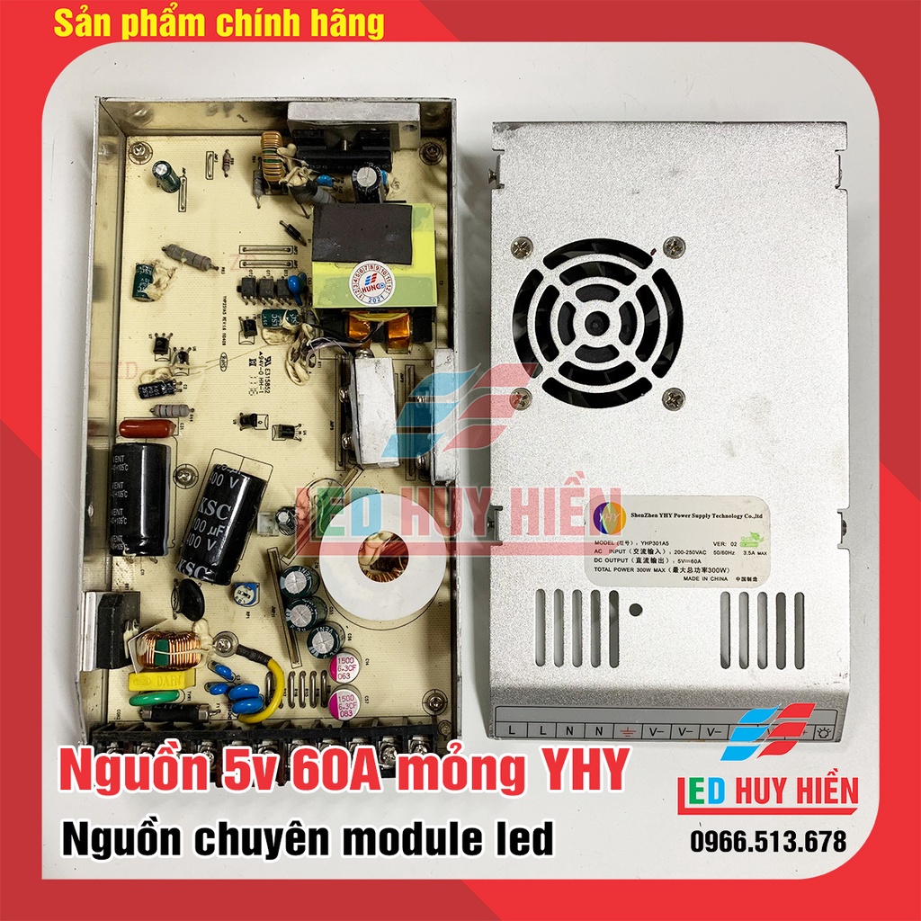 Nguồn led 5v 60a YHY mỏng chuyên module led đã qua sử dụng, nguồn 5v60a 300W mỏng trong nhà