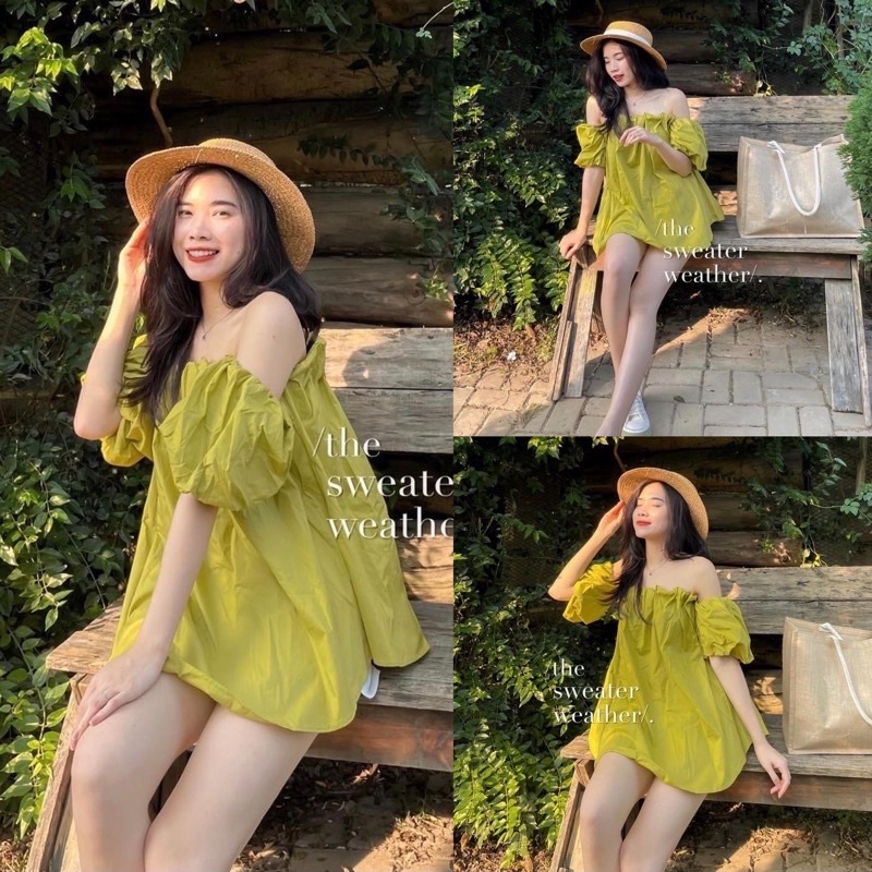 [Hàng sẵn] ÁO TRỄ VAI NỮ TAY BỒNG CỘC TAY DÁNG RỘNG CHẤT MỀM MỊN | BigBuy360 - bigbuy360.vn