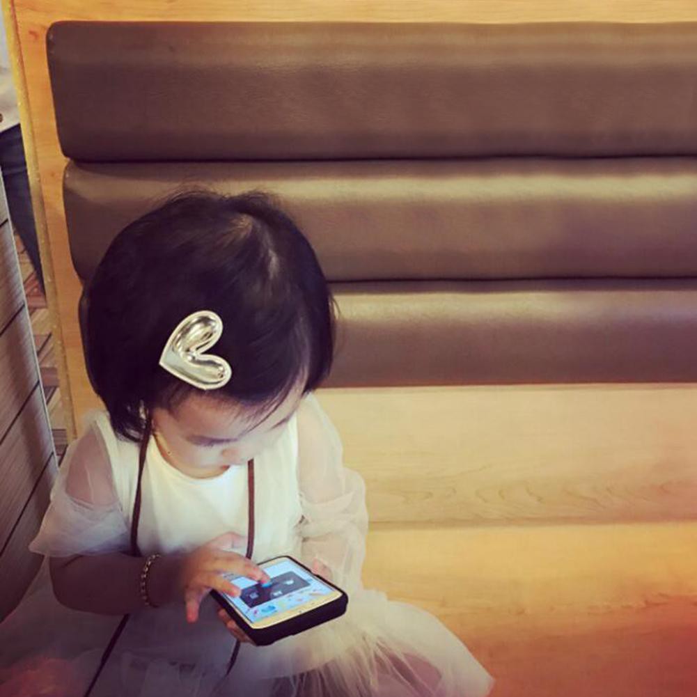 Kẹp tóc hình trái tim bằng da PU đáng yêu cho bé gái