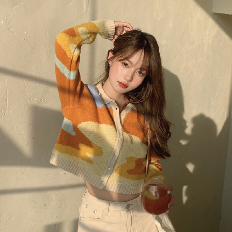 Áo khoác len cadigan dáng ngắn croptop phong cách LISA BLACKPINK