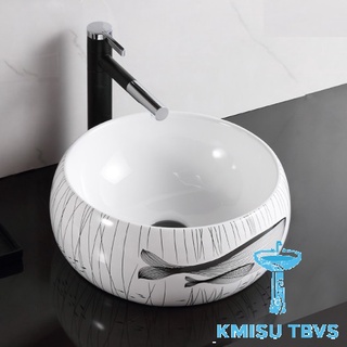 Chậu Lavabo, chậu rửa mặt bàn đá, chậu labo hình tròn cá mập. Kmisu thiết bị vệ sinh