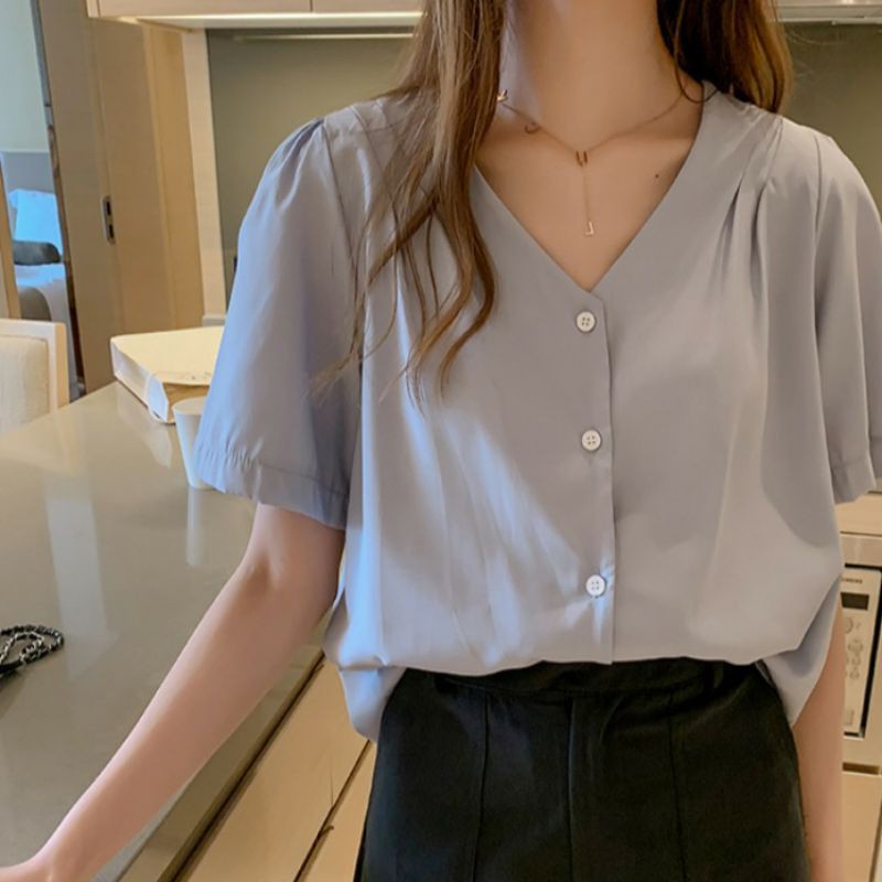 áo sơ mi nữ tay ngắn vải mềm mát dễ thương siêu cute