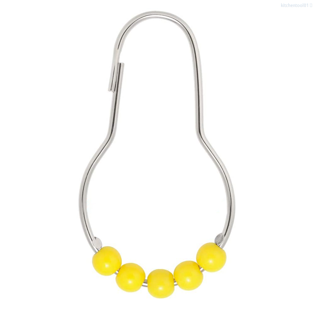 Bộ 12 Móc Treo Rèm Nhà Tắm Chất Liệu Thép Không Gỉ Màu Vàng | BigBuy360 - bigbuy360.vn