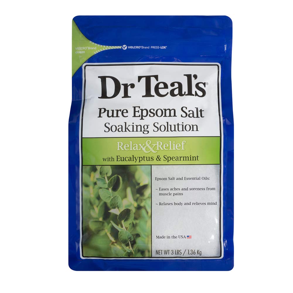 Muối tắm Bạch Đàn &amp; Bạc Hà Dr Teal’s Pure Epsom Ealt Eoaking Eolution Relax&amp;Relief with Eucalyptus &amp; Spearmint 1.36kg