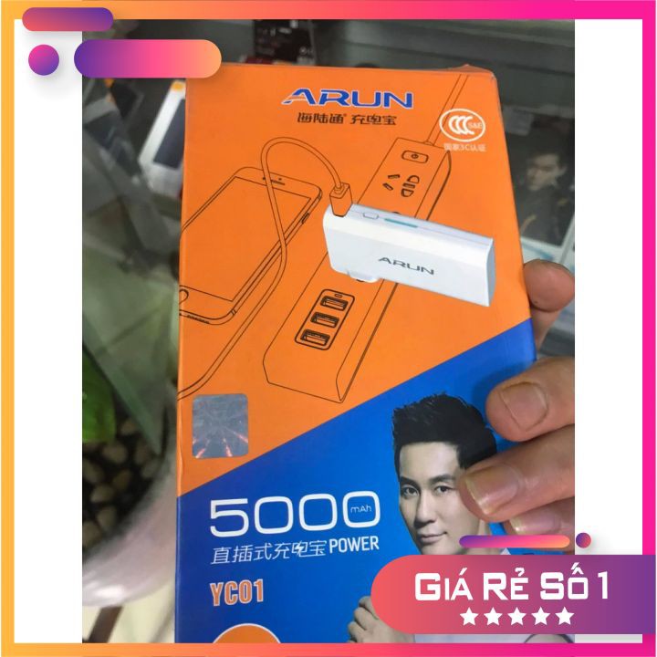 Sạc dự phòng cắm trực tiếp Arun dung lượng từ 5000 mAh