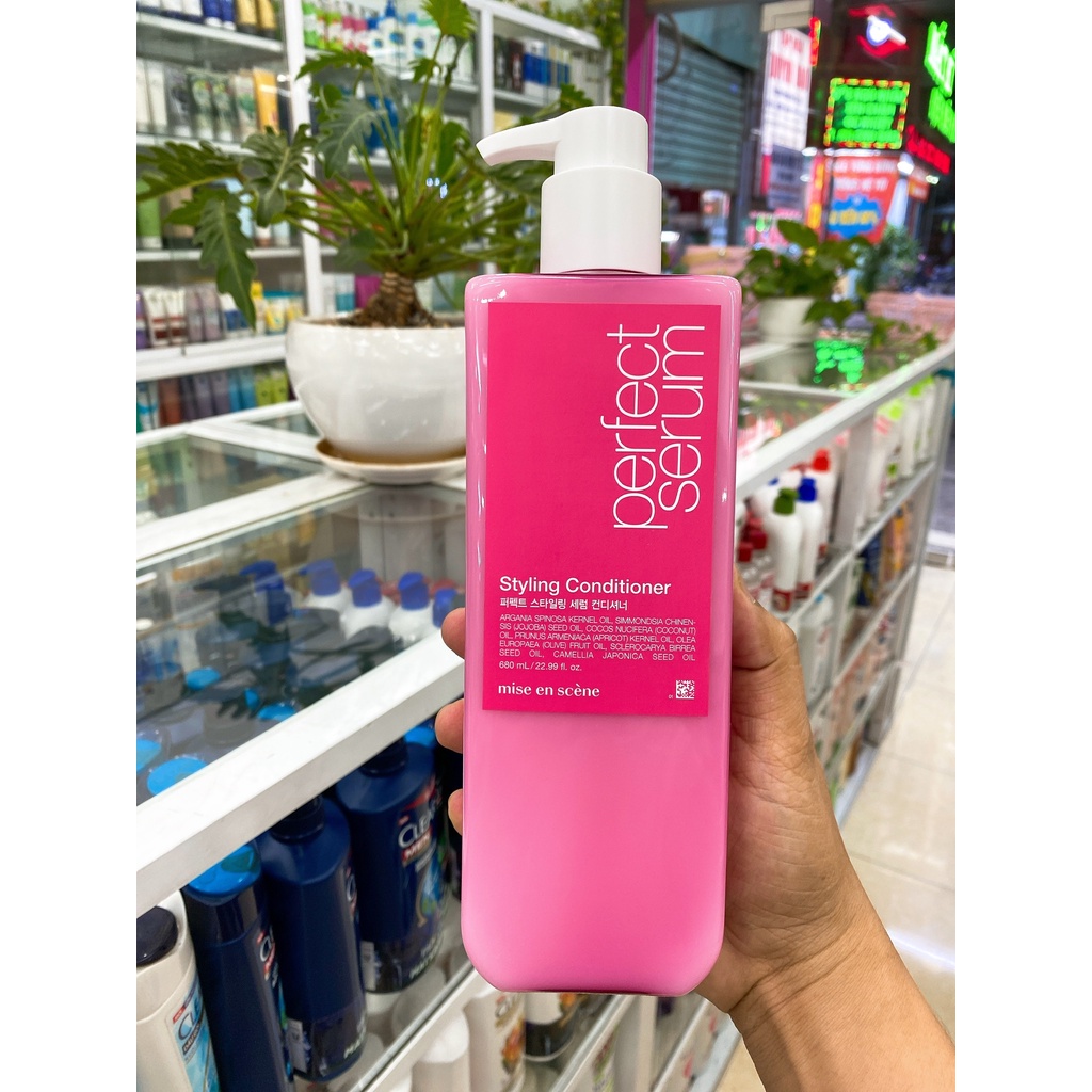 DẦU GỘI - DẦU XẢ MISE EN SCENE PERFECT SERUM STYLING MÀU HỒNG 680ML MẪU MỚI