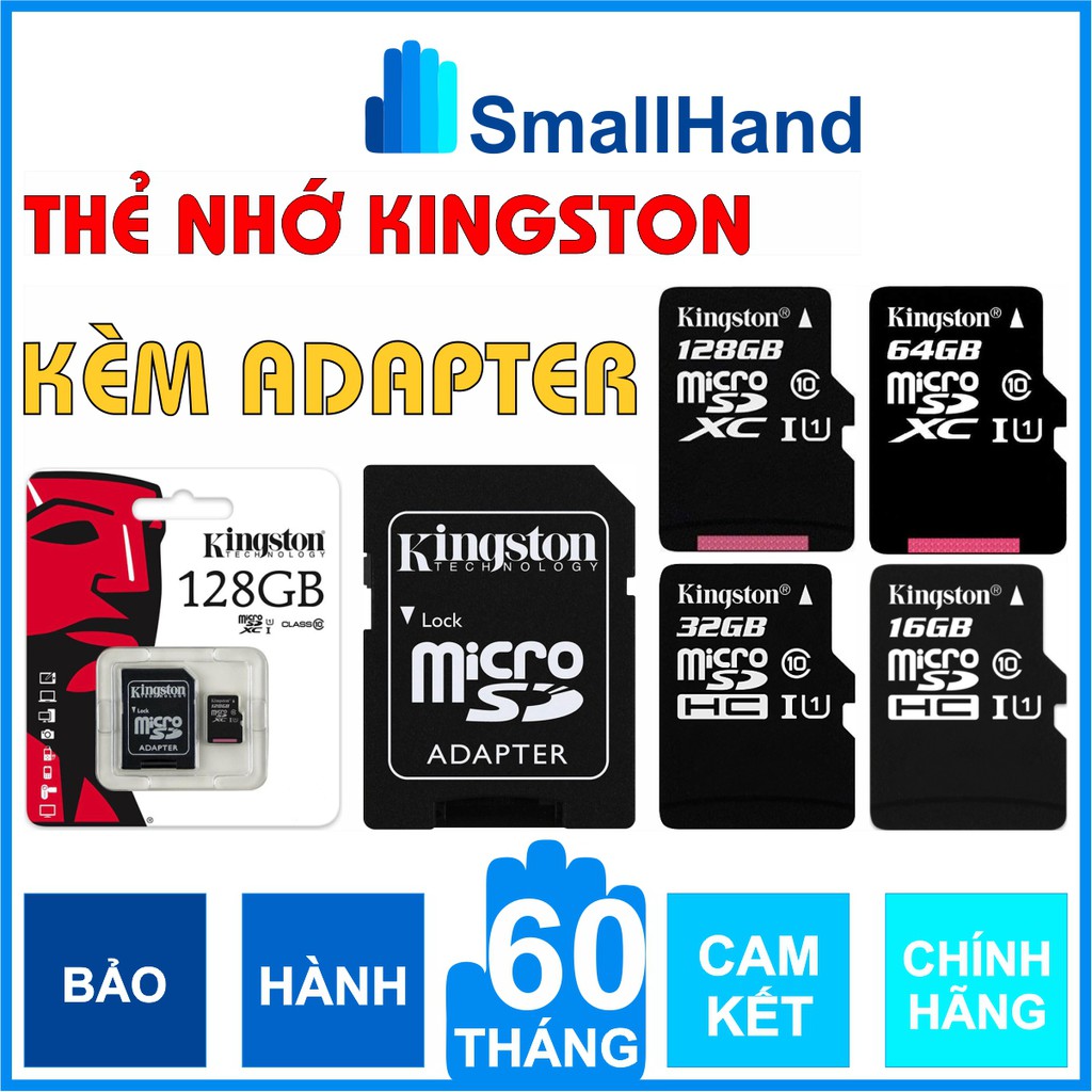 Dung lượng 128GB/64GB/32GB/16GB – Thẻ nhớ Kingston chính hãng – Kingston MicroSD Class10 – Bảo hành 5 năm – Kèm Adapter