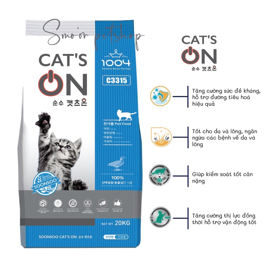 Hạt Cat's On bao 20kg cho mèo mọi lứa tuổi - Thức ăn hạt khô cho mèo Cat On