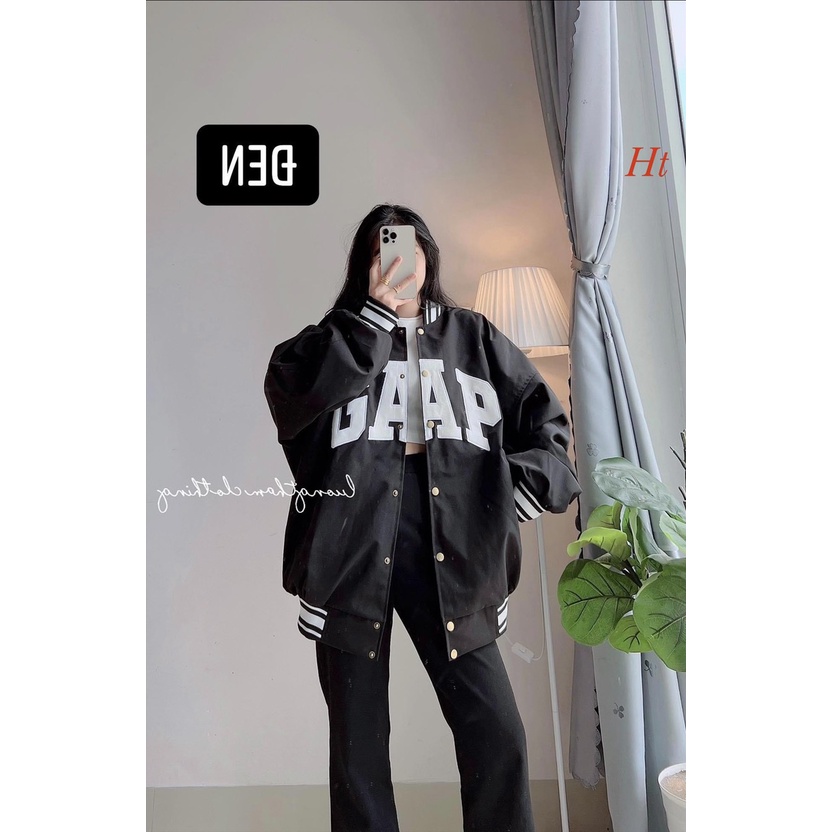 [ XẢ HÀNG ] Áo Khoác gió Bomber GAP 2 màu đen + trăng