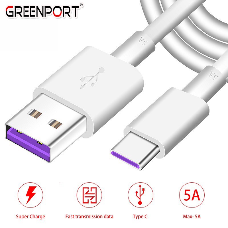 Greenport Cáp sạc nhanh USB type C 5A cho Huawei