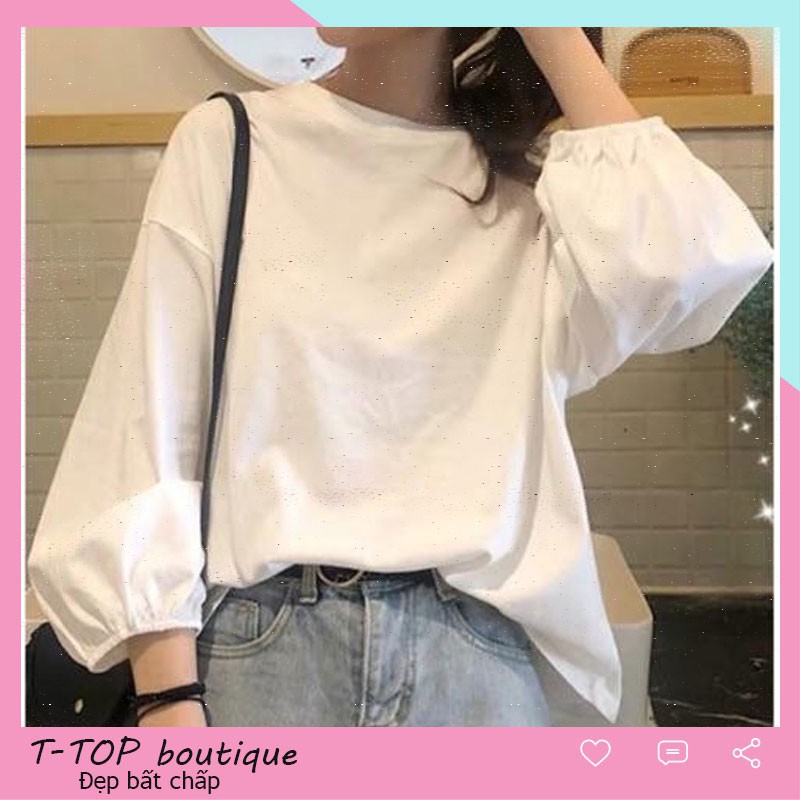 Áo nỉ nữ sweater dài tay trơn Thu Đông bo chun tay | BigBuy360 - bigbuy360.vn