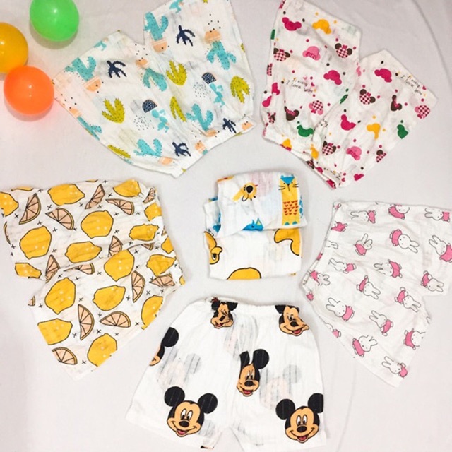 Set 5 quần đùi cotton giấy bé trai, bé gái