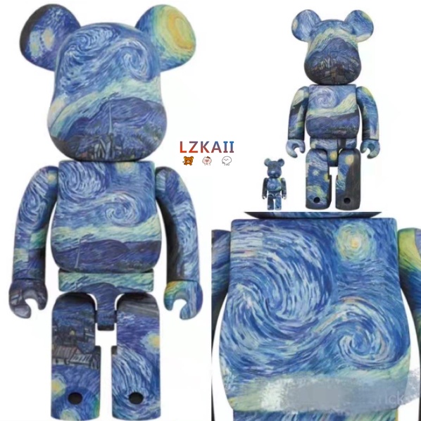 Mô Hình Nhân Vật Bearbrick 400% × The Starry Night Van Gogh 28cm Chất Lượng Cao