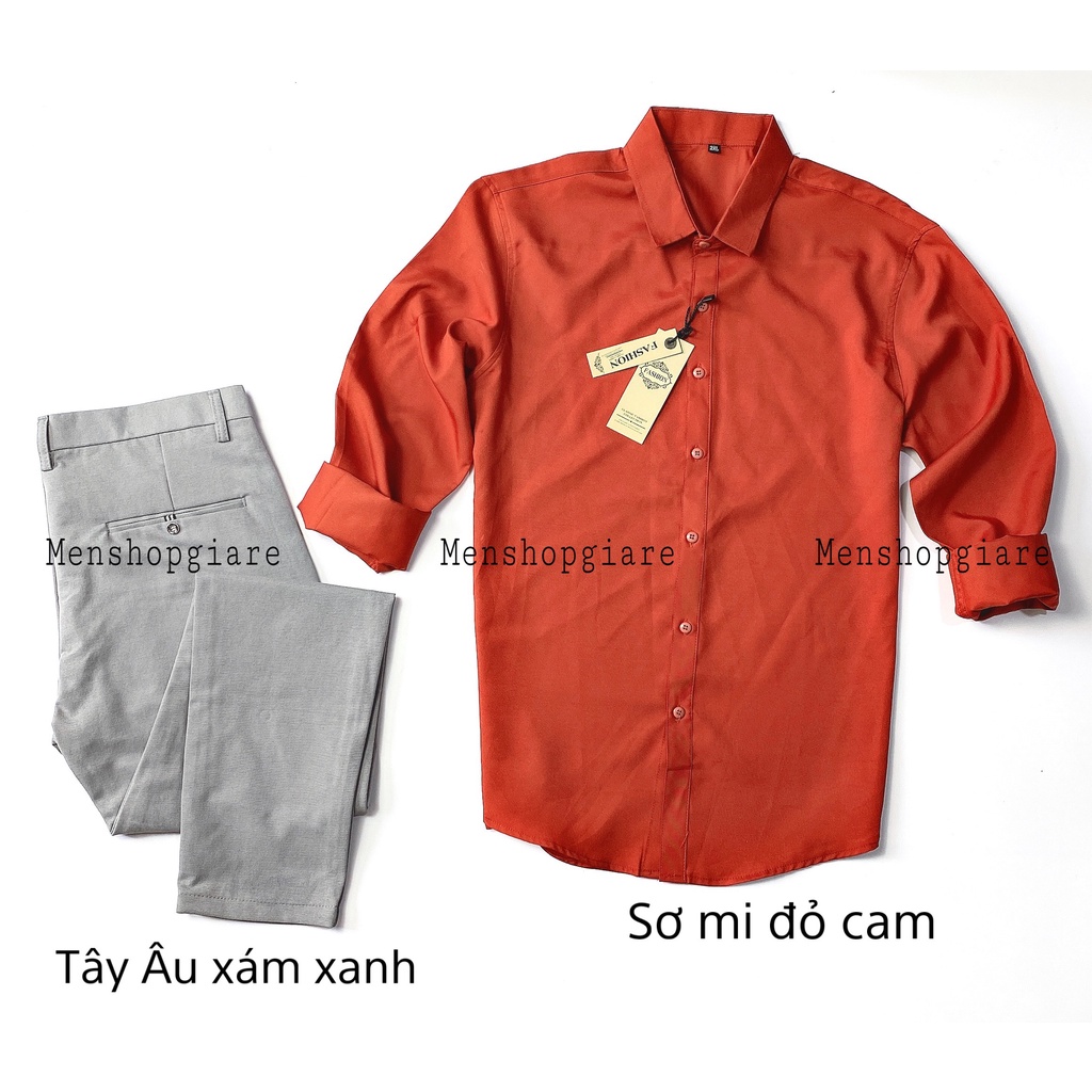 Combo Áo Sơ Mi Lụa Thái Quần TâynÂu Dáng Chuẩn