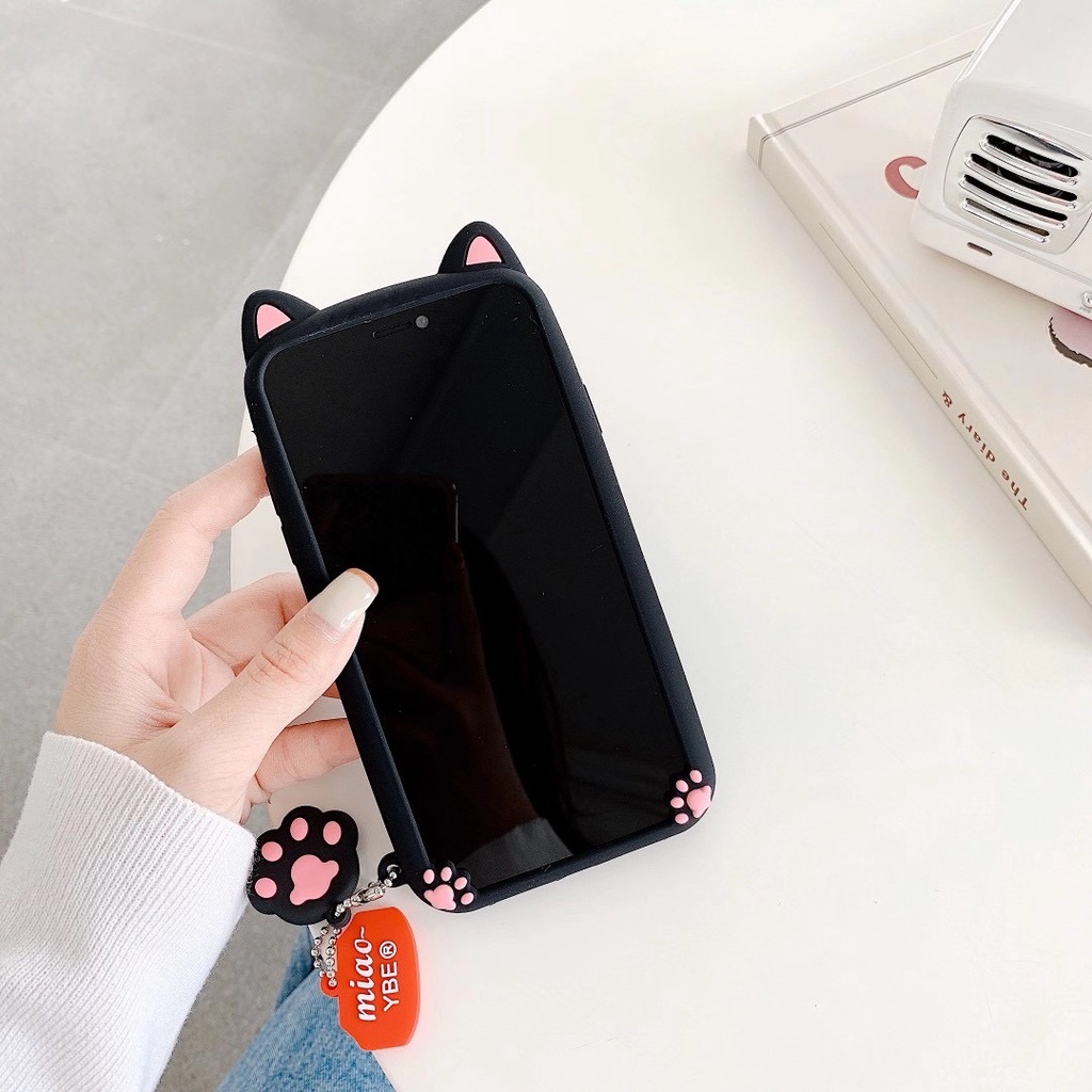 Ốp Điện Thoại Silicone Mềm Hình Mèo 3D Cho iPhone 14 Pro Max 14 Plus 13 Pro Max 12 Pro Max 11 Pro Max 6 6s 7 8 Plus SE 2020 XR Xs Max