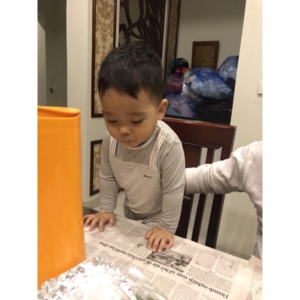 Bộ Avaler sợi tre dài tay hoạ tiết yếm kẻ sọc