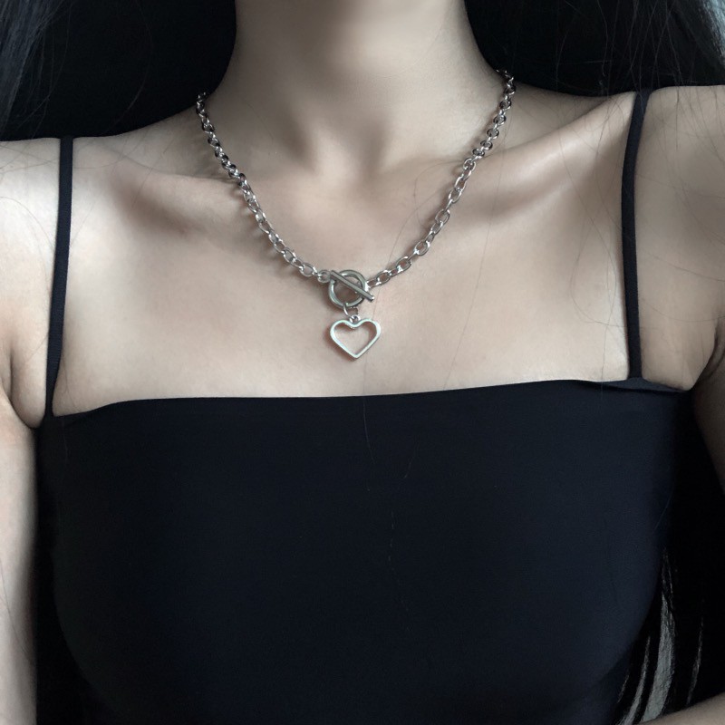 Vòng Cổ Gắn Mặt Hình Trái Tim Cá Tính Độc Đáo Phong Cách Hip-Hop