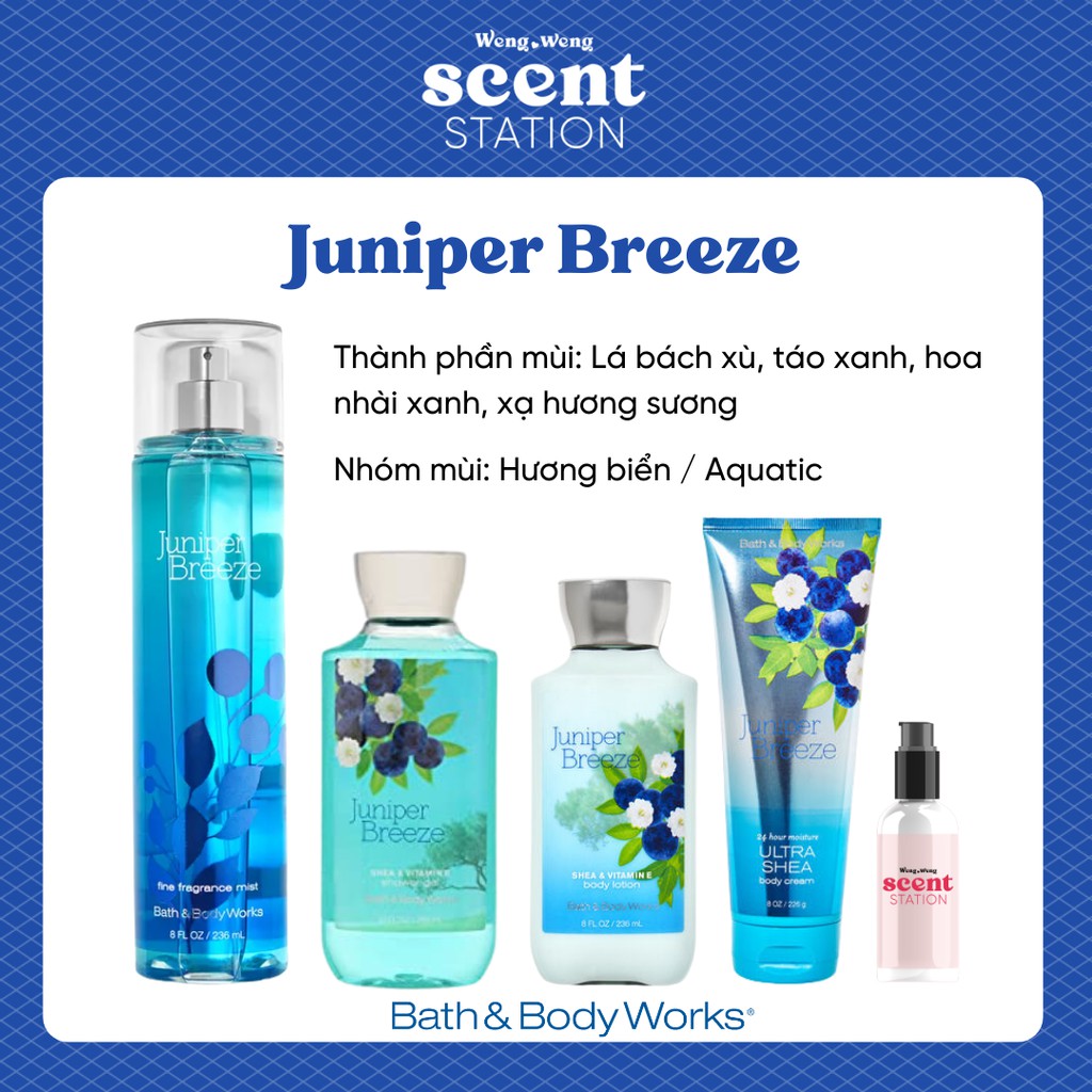 Bộ Sản Phẩm Chăm Sóc Cơ Thể Toàn Diện BBW mùi Juniper Breeze