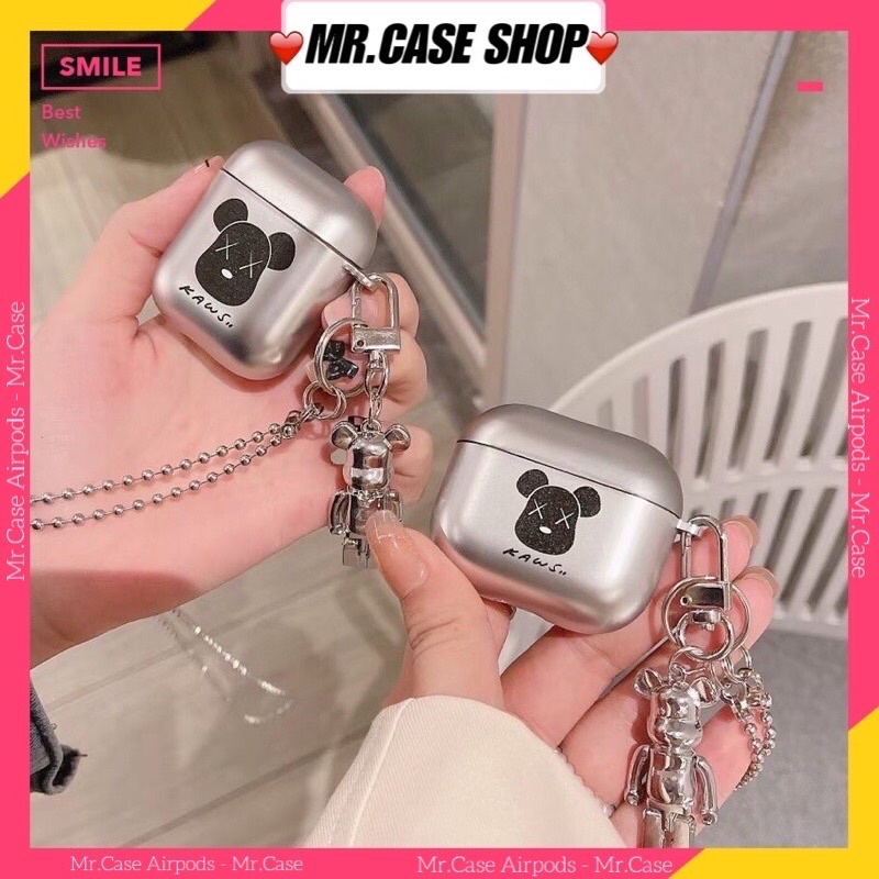 Case Airpods 1/2 /Pro Vỏ Ốp Tai Nghe Hình Kaws Màu Đen Siêu Ngầu Tráng Gương Kèm Móc khoá - Mr.Case AirPods