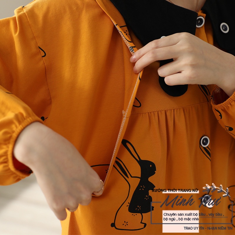 Bộ bầu - bộ sau sinh - cho con bú - 2 chức năng - chất liệu cotton