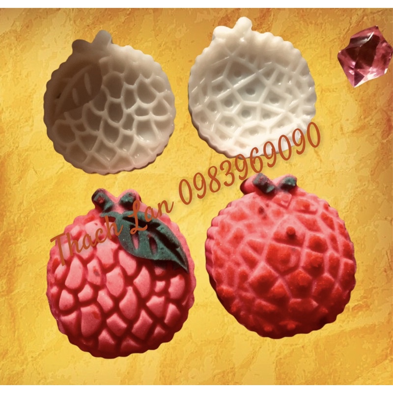 Khuôn trung thu lò xo 1 nhấn 2 mặt 50-60g hình quả vải thiều