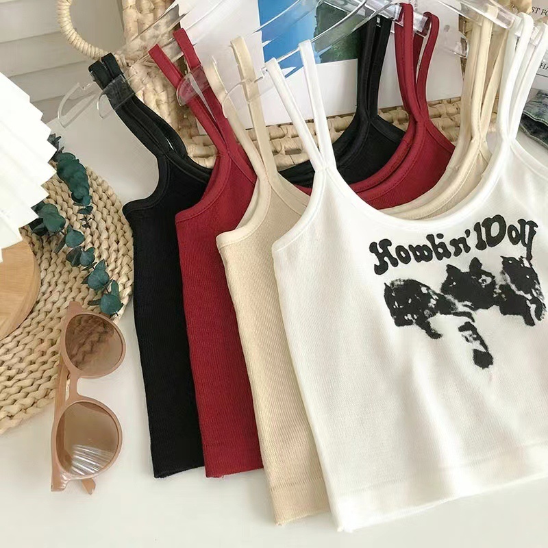 Áo Hai Dây Dệt Kim Dáng Ngắn Thời Trang Mùa Hè Quyến Rũ Cho Nữ