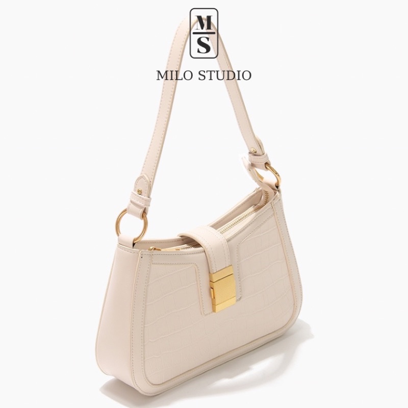 Túi kẹp nách da cá khoá vuông hot trend 2021 MILO STUDIO