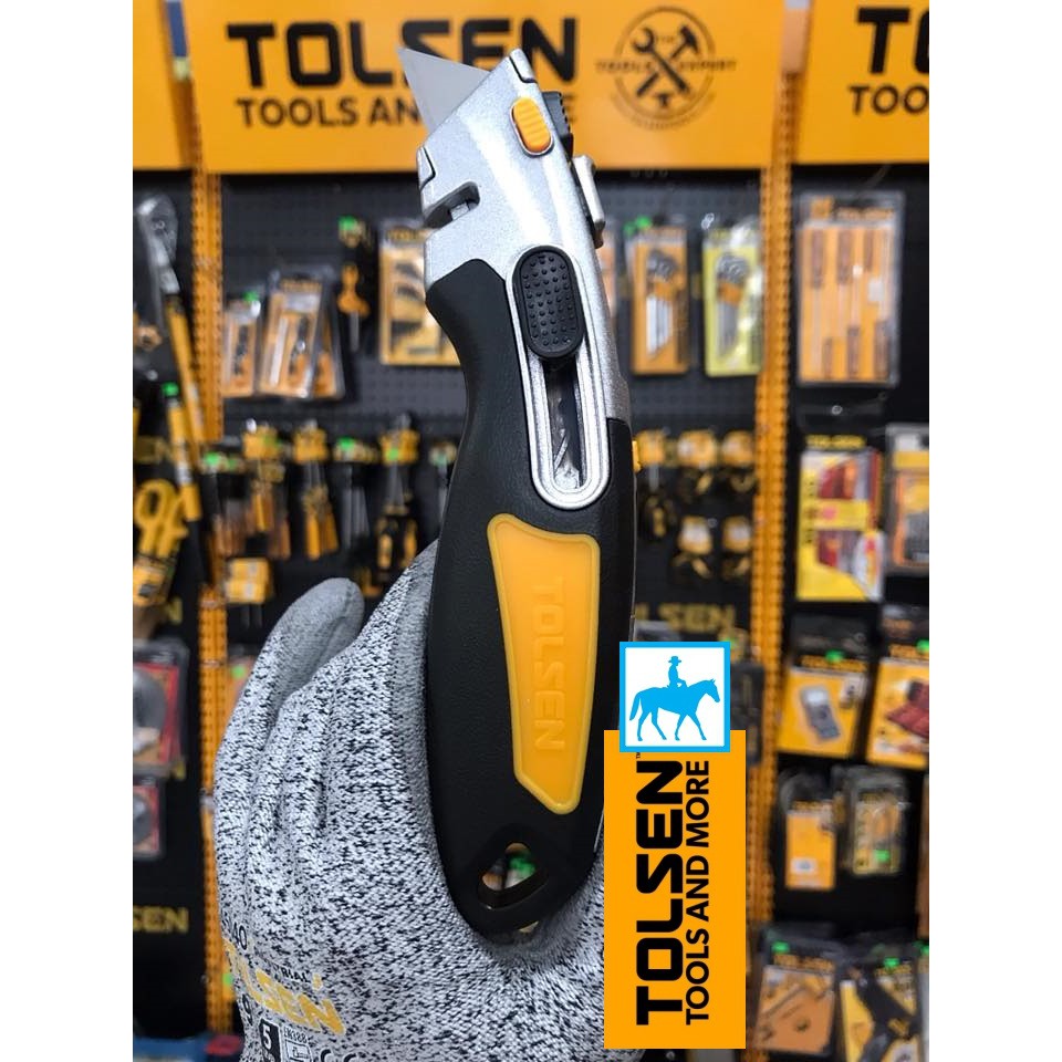 Dao Rọc Giấy Kèm 3 Lưỡi Thép SK2 Utility Knife TOLSEN 30019