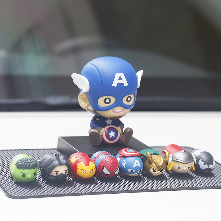 Set 8 mô hình siêu anh hùng Captain America Ironman trang trí xe hơi/điện thoại