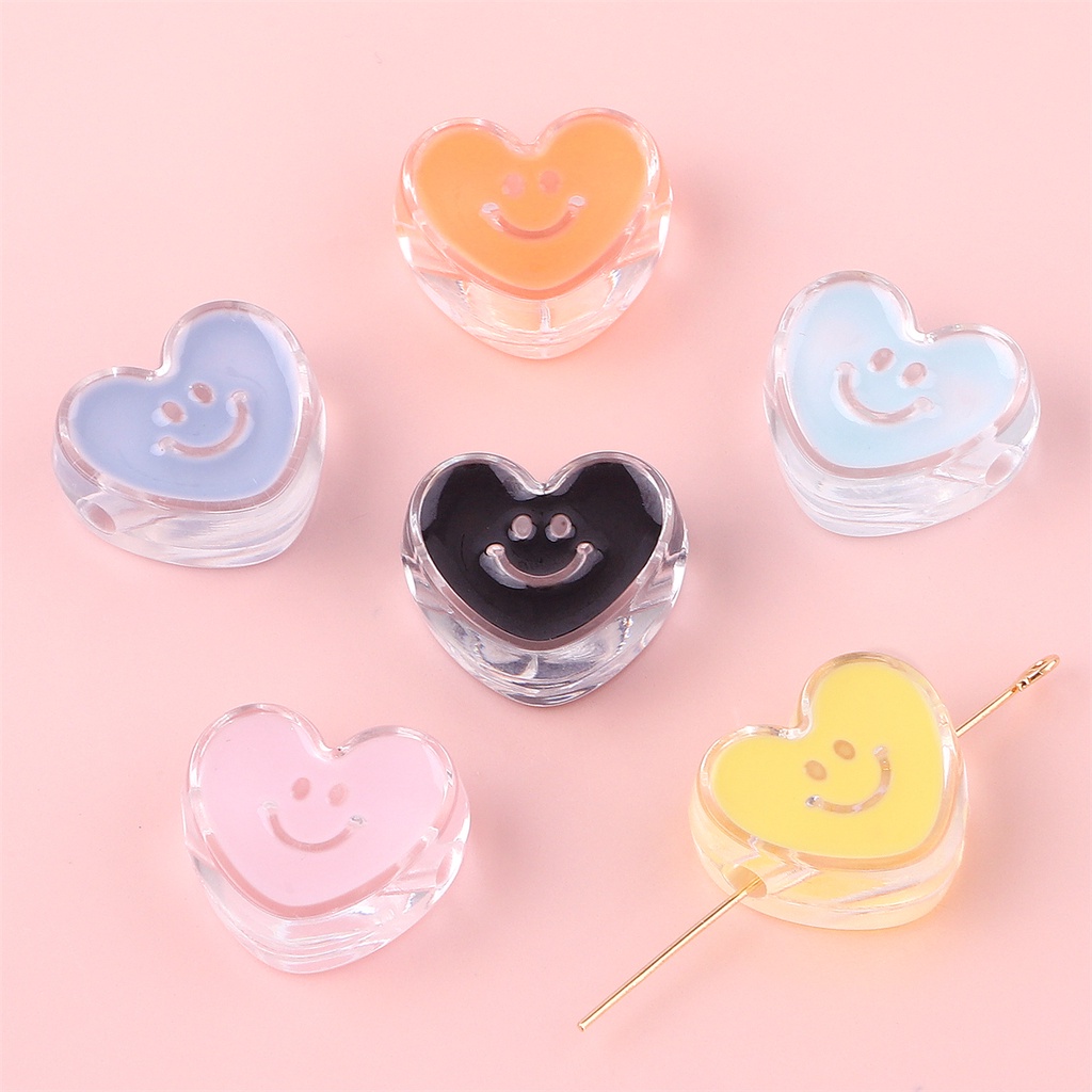 Bộ 4 Hạt Acrylic Hình Mặt Cười Dùng Làm Trang Sức DIY