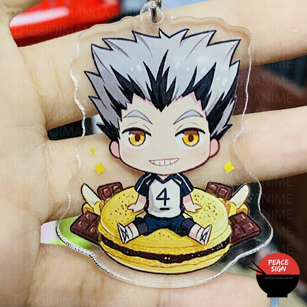 (mica trong acrylic) Móc khóa HAIKYUU! Vua Bóng Chuyền ver MACARON anime chibi xinh xắn