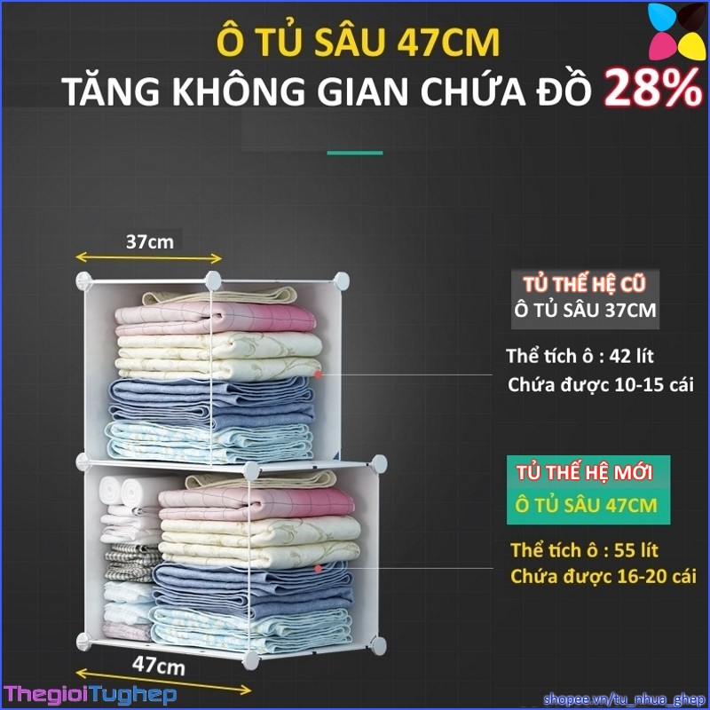 {MẪU MỚI}Tủ nhựa ghép - tủ quần áo đăng thông minh 25 ô (gồm 3 kệ xéo ), size sâu 47cm, chọn màu theo phân loại (kèm 4 t