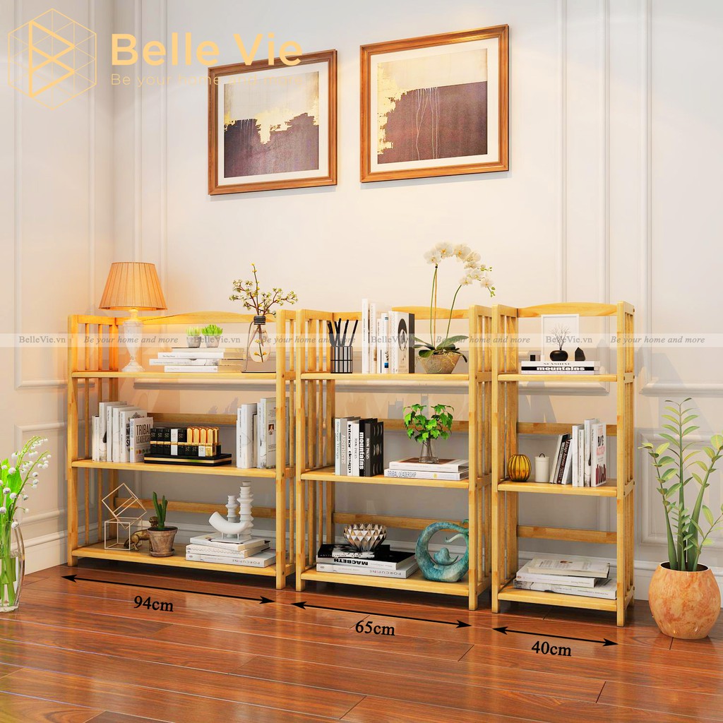 Kệ Sách 3 Tầng BELLEVIE Kệ Gỗ Tự Nhiên Decor Lắp Ráp Đơn Giản Dễ Dàng Bookshelf 3F Natural x 50Cm