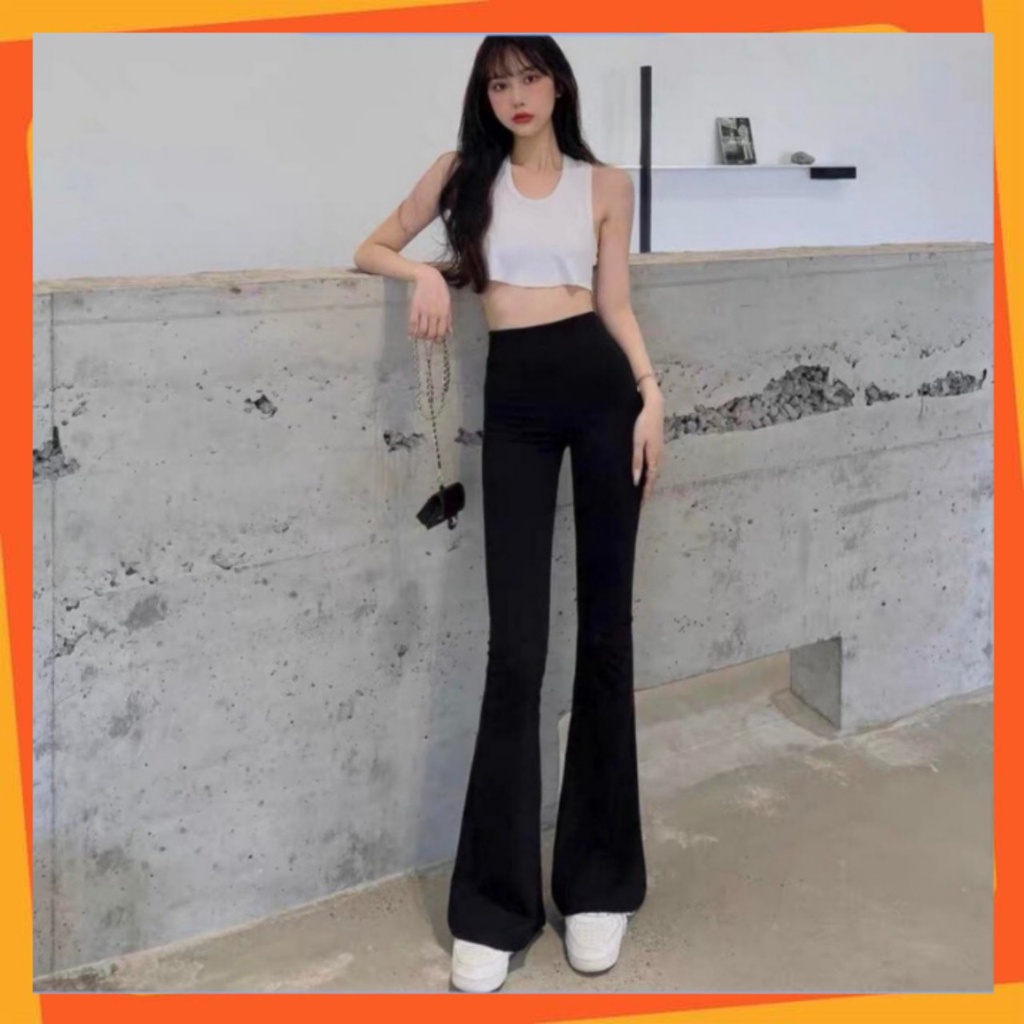 Quần nữ legging ống loe dáng dài chất cotton co dãn thoải mái QN612