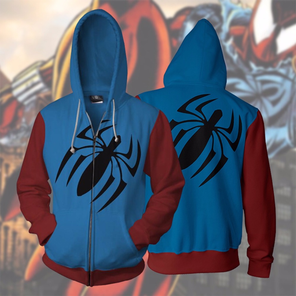 Áo hoodie khóa kéo hóa trang Người Nhện mới Spiderman Venom