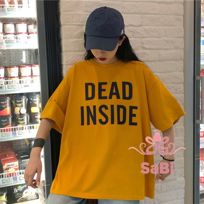 [Mã WARN10 giảm 10k đơn 99k] Áo thun tay lỡ form rộng unisex 100% COTTON - Áo phông nữ DEAD INSIDE SABI SHOP | BigBuy360 - bigbuy360.vn