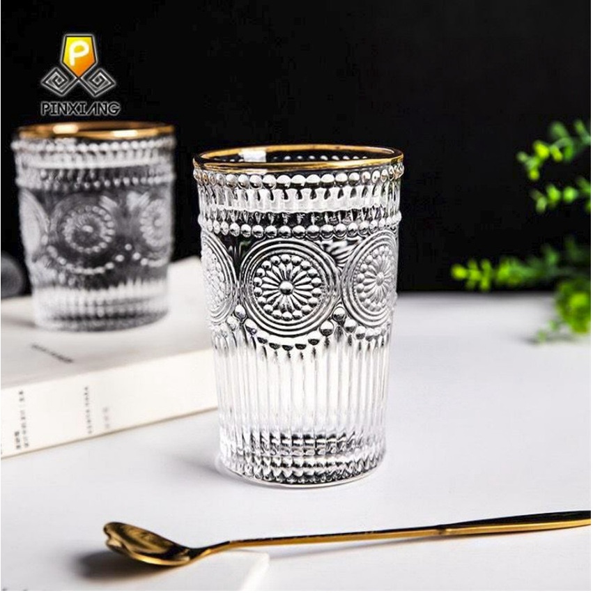 Cốc thủy tinh pha lê hoa văn siêu đẹp - dày dặn và xinh xắn