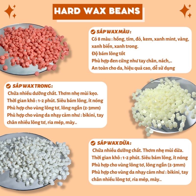 Hạt wax lông nóng hard wax beans triệt lông vĩnh viễn các vùng bikini, tay , chân nách...