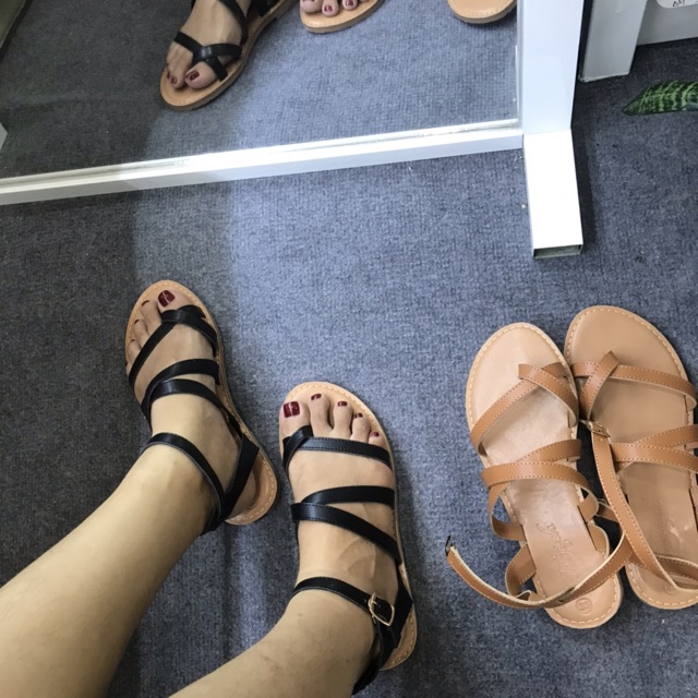 Giày sandal bệt tigish xỏ ngón quai chéo size 36