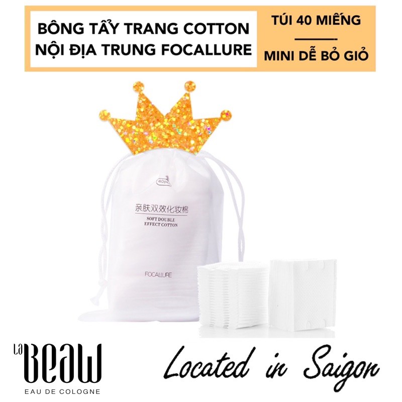 Bông tẩy trang FOCALLURE túi mini 40 MIẾNG mềm mịn chất lượng cao