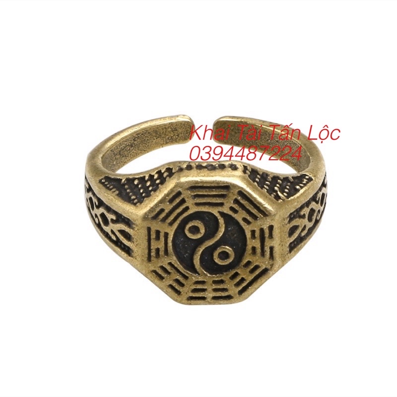 Nhẫn nam khắc bát quái và thái cực âm dương bằng đồng