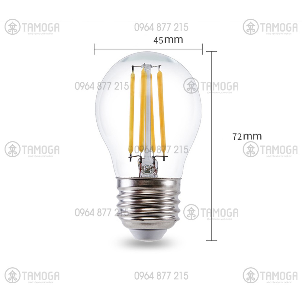 Bóng Đèn Tròn Edison Vintage G 45, ST 64, A 60 - 4W đui E27, ánh sáng vàng