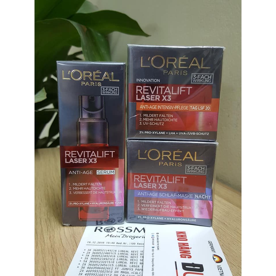 (Loreal Bill Đức) Serum và Kem L'Oréal Revitalift Laser X3