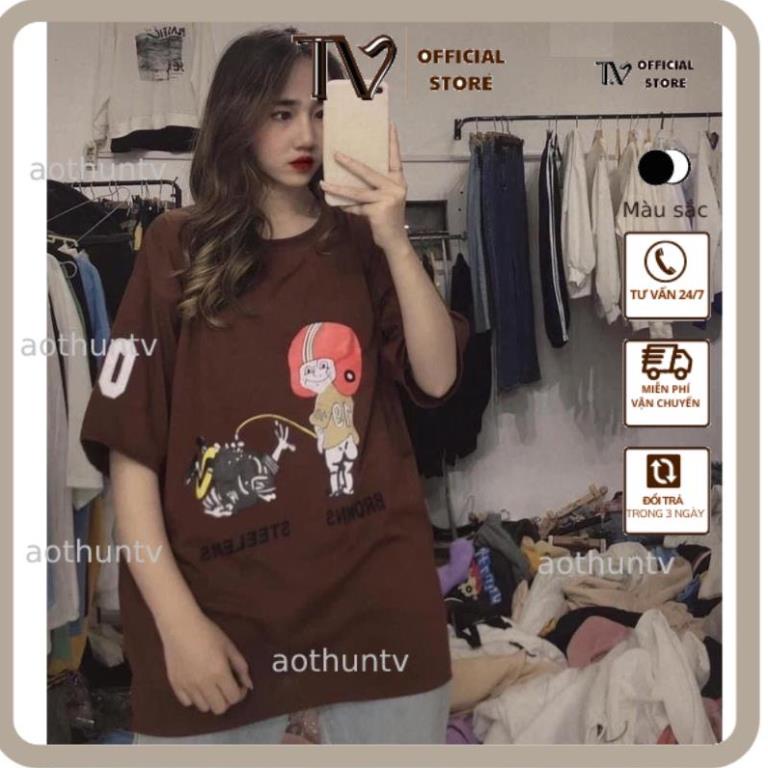 Áo Thun 07 Browns Nâu set_storee Phông form rộng tay lỡ steelers, pull 3158 màu vintage cá tính Ulzzang