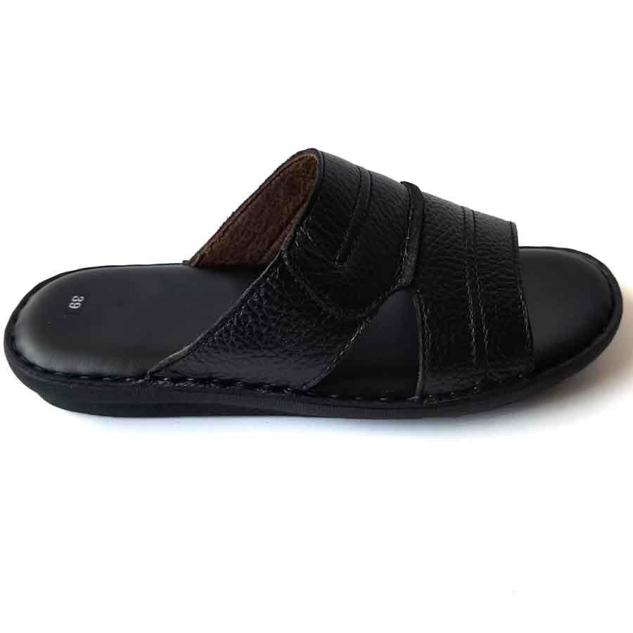 Dép Da Nam Da Bò Thật, Dép Nam Quai Ngang Da Bò Thật Khâu Đế Cao Cấp HKT Shop DNA750